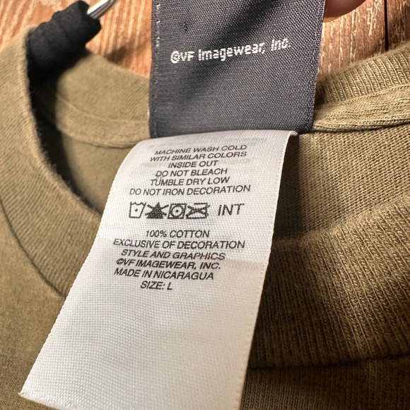 Vintage Zip 45th Parallel Harley Davidson Gaylord MI Olive Green Graphic T-Shirt - Picture 7 of 7